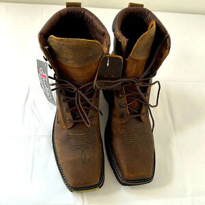 NWT Justin boots, steel toe, waterproof, leather work boot with square toe Brown